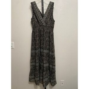 Vtg Y2K Women's Leopard Print Babydoll Maxi Dress XL 90s Boho Indie Lightweight